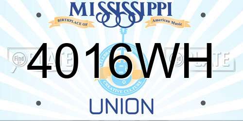 4016WH Mississippi License Plate