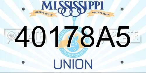 40178A5 Mississippi License Plate