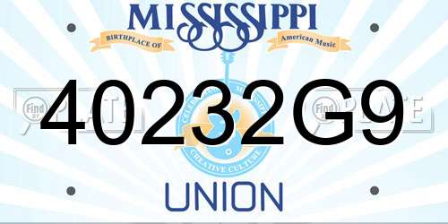 40232G9 Mississippi License Plate