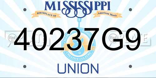 40237G9 Mississippi License Plate