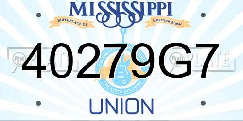 40279G7 Mississippi License Plate