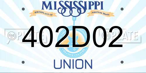 402D02 Mississippi License Plate