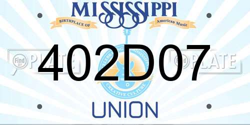 402D07 Mississippi License Plate