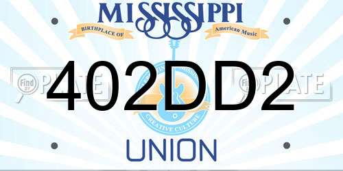 402DD2 Mississippi License Plate