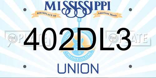 402DL3 Mississippi License Plate