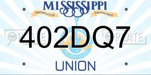402DQ7 Mississippi License Plate