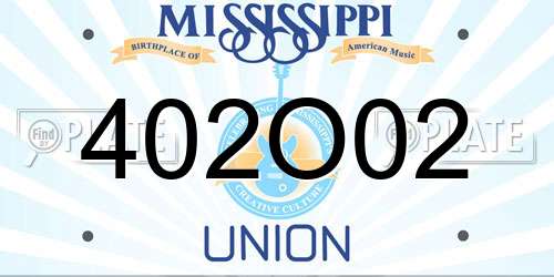 402O02 Mississippi License Plate