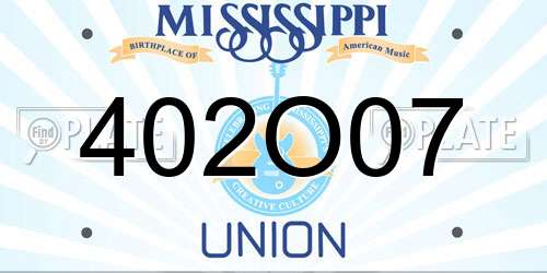 402O07 Mississippi License Plate