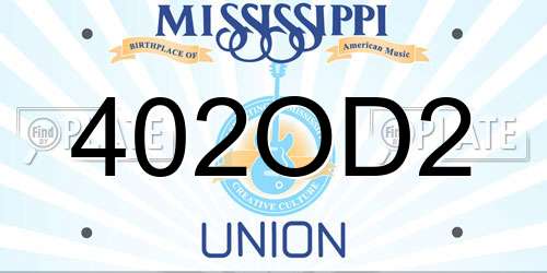 402OD2 Mississippi License Plate