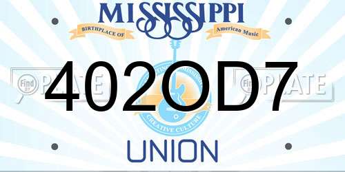 402OD7 Mississippi License Plate