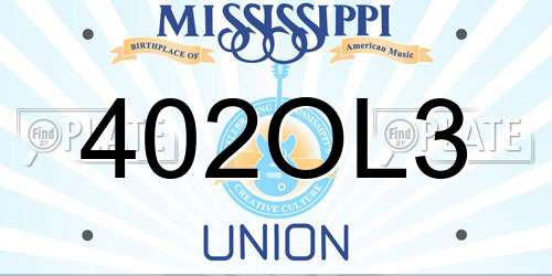 402OL3 Mississippi License Plate