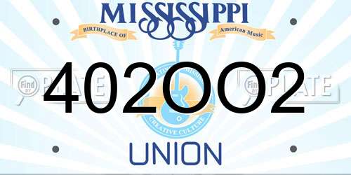 402OO2 Mississippi License Plate