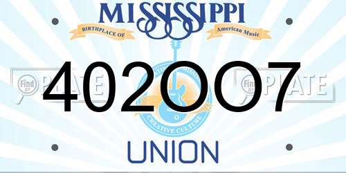 402OO7 Mississippi License Plate