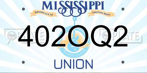 402OQ2 Mississippi License Plate