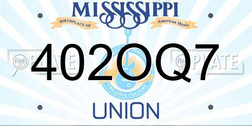 402OQ7 Mississippi License Plate