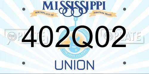 402Q02 Mississippi License Plate