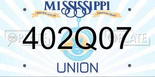 402Q07 Mississippi License Plate