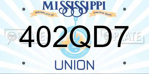 402QD7 Mississippi License Plate