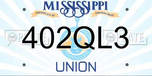 402QL3 Mississippi License Plate
