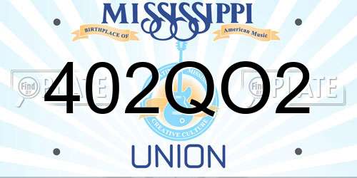 402QO2 Mississippi License Plate