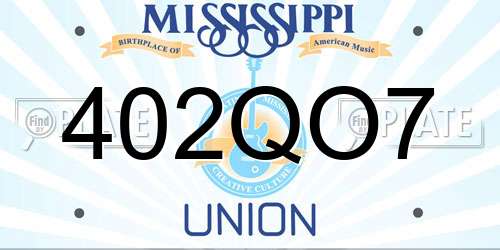 402QO7 Mississippi License Plate