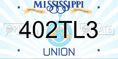 402TL3 Mississippi License Plate