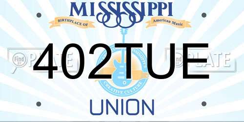 402TUE Mississippi License Plate