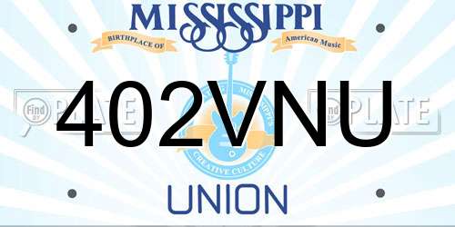 402VNU Mississippi License Plate