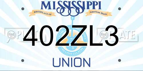 402ZL3 Mississippi License Plate