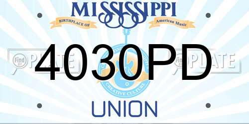 4030PD Mississippi License Plate