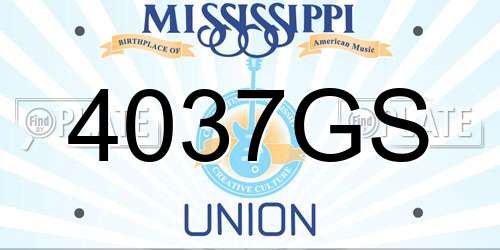 4037GS Mississippi License Plate
