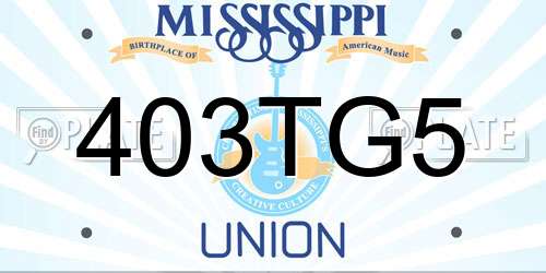 403TG5 Mississippi License Plate