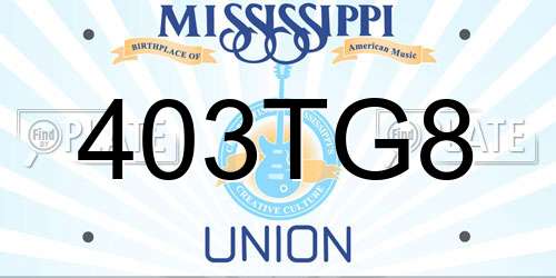 403TG8 Mississippi License Plate