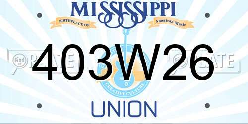403W26 Mississippi License Plate