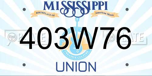 403W76 Mississippi License Plate
