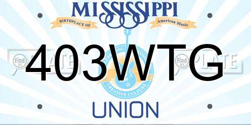 403WTG Mississippi License Plate