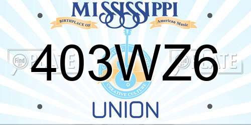 403WZ6 Mississippi License Plate