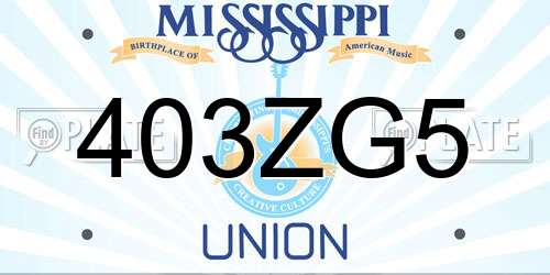 403ZG5 Mississippi License Plate