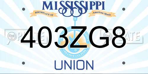 403ZG8 Mississippi License Plate