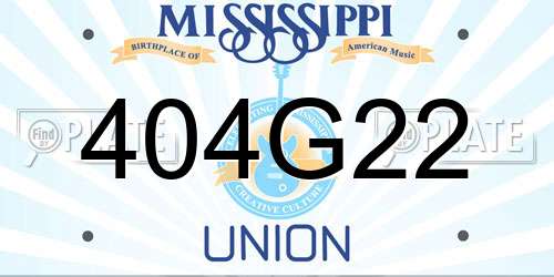 404G22 Mississippi License Plate