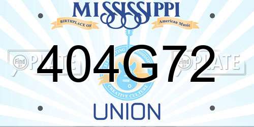 404G72 Mississippi License Plate