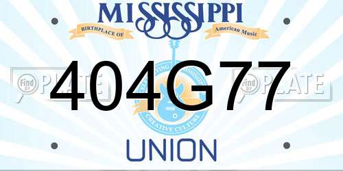 404G77 Mississippi License Plate