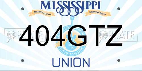 404GTZ Mississippi License Plate