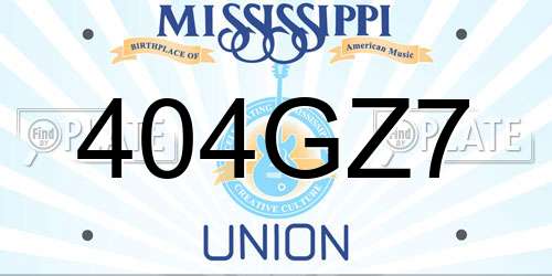 404GZ7 Mississippi License Plate