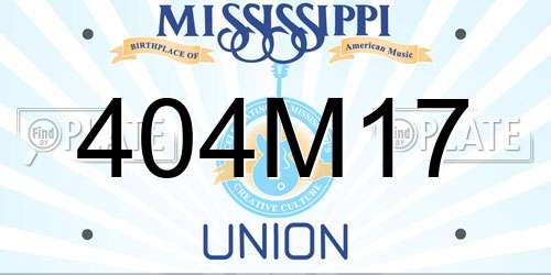 404M17 Mississippi License Plate