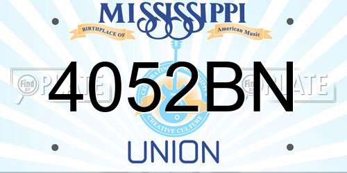 4052BN Mississippi License Plate
