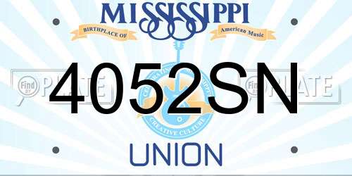 4052SN Mississippi License Plate