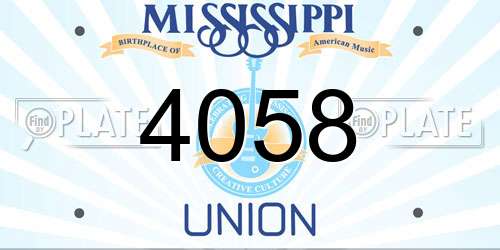 4058 Mississippi License Plate