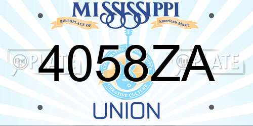 4058ZA Mississippi License Plate