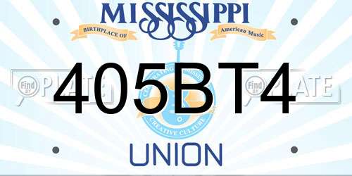 405BT4 Mississippi License Plate